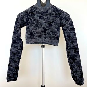 GymShark Camo Seamless Long Sleeve Crop Top